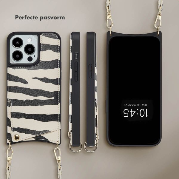 Selencia Nova Telefoonhoes met Koord en Pashouder Apple iPhone 13 Pro - Zazzy Zebra