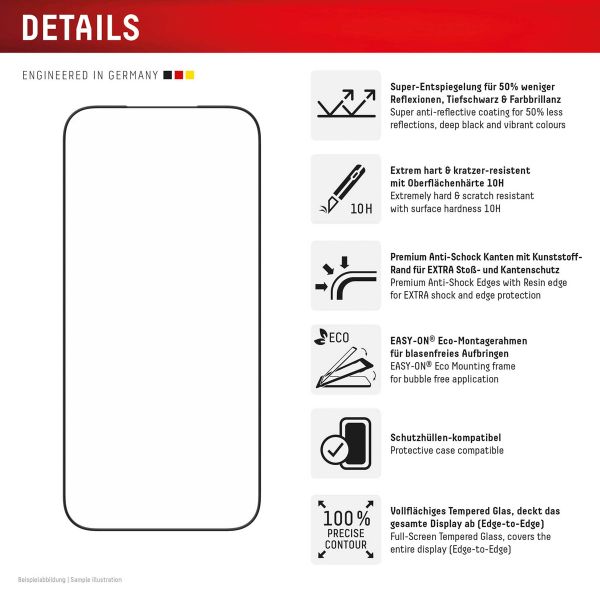 Displex Premium Glass Full Cover Anti-Reflex Screenprotector Apple iPhone 17 Pro Max