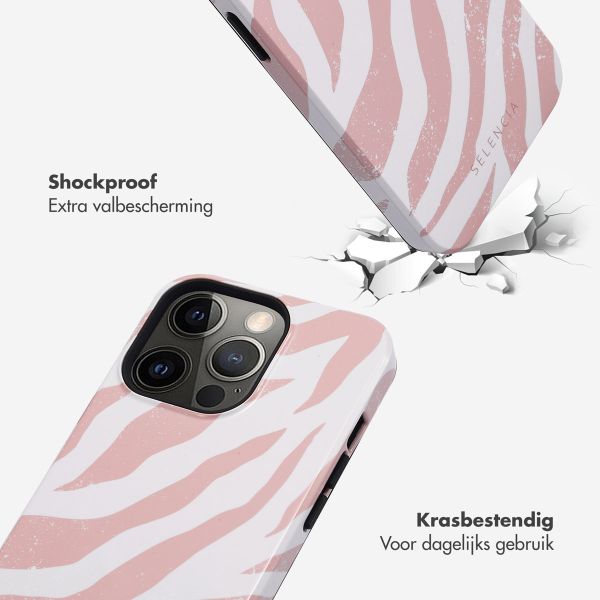 Selencia Vivid Tough Backcover iPhone 13 Pro - Colorful Zebra Old Pink