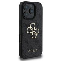 Guess 4G Metal Logo Backcover iPhone 16 Pro Max - Zwart