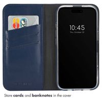 Selencia Genuine Leather Book Case Apple iPhone 16 Plus - Blue