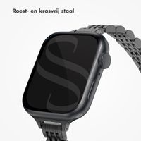 Selencia Slim Steel Jubilee Inspired schakelbandje Apple Watch Series 1 t/m 9 / SE (38/40/41 mm) | Series 10 / 11 (42 mm) - Zwart