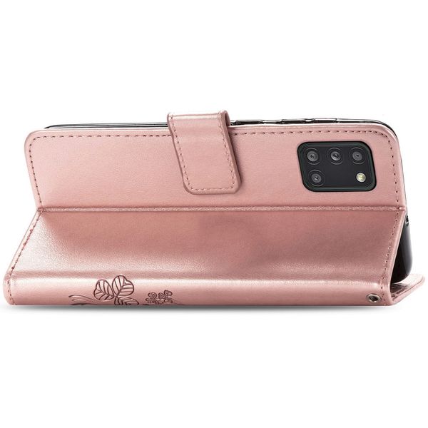 Klavertje Bloemen Bookcase Samsung Galaxy A31 - Rosé Goud