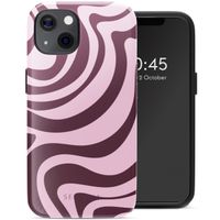 Selencia Vivid Tough Backcover met MagSafe iPhone 13 - Wavy Swirl Pink Plum