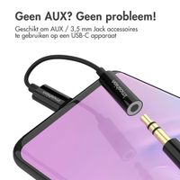 imoshion AUX adapter - USB-C naar 3,5 mm / Jack audio adapter - USB-C male to AUX female - Zwart