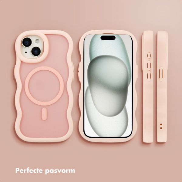 Selencia Wavy Backcover met MagSafe Apple iPhone 15 - Soft Pink