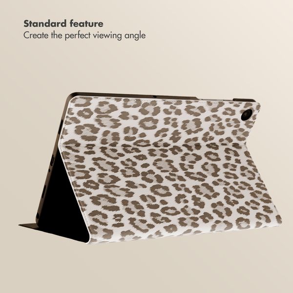 Selencia Sabi Bookcase with Leopard Print Samsung Galaxy Tab A11 Plus - Soft Ivory