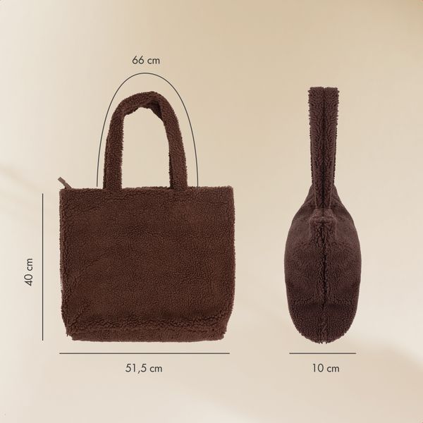 Selencia Zaya Tote Bag - Teddy Laptoptas 16 inch - Choco Brown