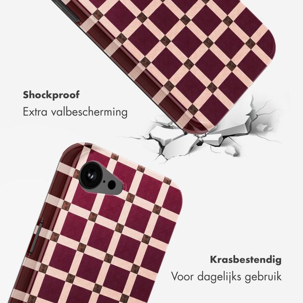 Selencia Vivid Backcover met MagSafe Apple iPhone 17e / 16e - Check This Burgundy