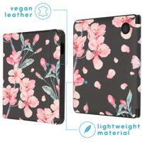 imoshion Design Slim Hard Case Sleepcover met stand Kobo Libra H2O - Blossom Watercolor Black