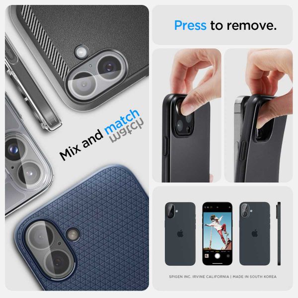 Spigen GLAStR EZ Fit Optik Camera Protector 2 Pack Apple iPhone 16 / 16 Plus - Crystal Clear