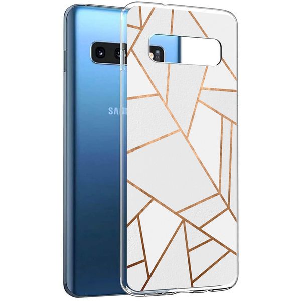 imoshion Design hoesje Samsung Galaxy S10 - Grafisch Koper / Wit