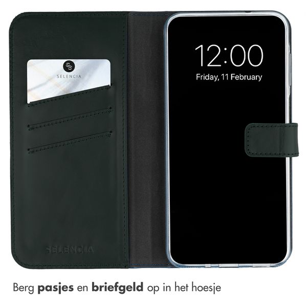 Selencia Echt Leren Bookcase Samsung Galaxy A27 (5G) - Groen