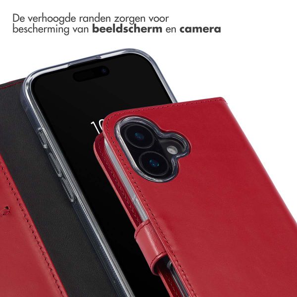 Selencia Echt Leren Bookcase Apple iPhone 16 - Rood