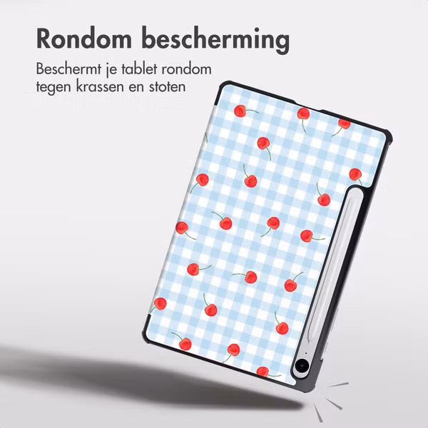 imoshion Design Trifold Bookcase Samsung Galaxy Tab S9 11.0 inch / S10 Lite / S10 FE / S9 FE 10.9 inch - Cherry Check