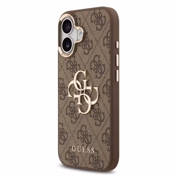 Guess 4G Metal Logo Backcover Apple iPhone 17 - Gold Edge - Brown