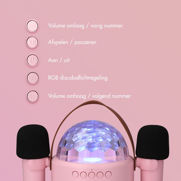imoshion Sing & Shine Karaoke set - Speaker en 2 Microfoons - Candy Pink