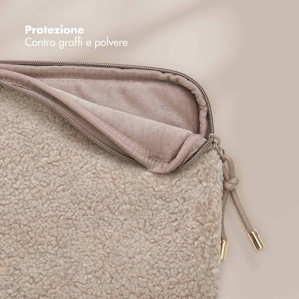 Selencia Teddy Laptop hoes 13-14 inch - Laptopsleeve - Sand
