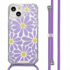 imoshion Design hoesje met koord Apple iPhone 14 - Tropical Violet Flowers Connect