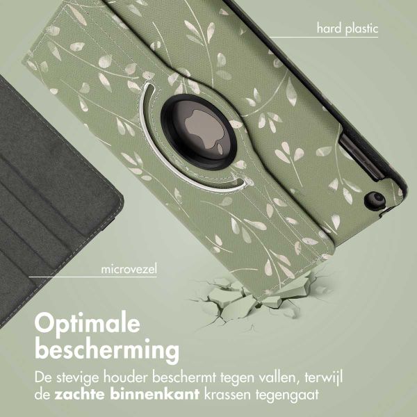 imoshion 360° Draaibare Design Bookcase Apple iPad 6 (2018) 9.7 inch / iPad 5 (2017) 9.7 inch - Green Flowers
