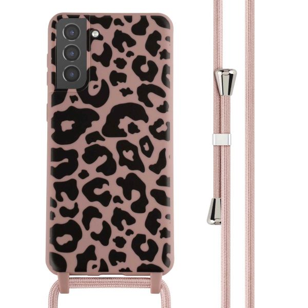 imoshion Siliconen design hoesje met koord Samsung Galaxy S21 Plus - Animal Pink