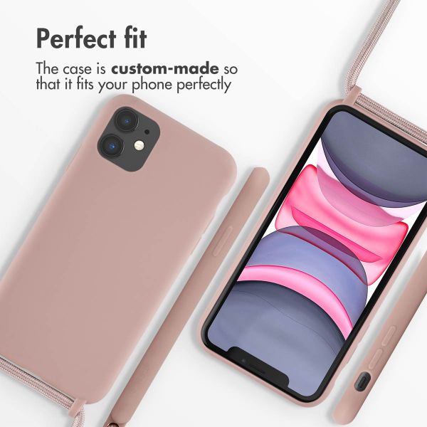 imoshion Silicone Case with Strap Apple iPhone 11 - Sand Pink