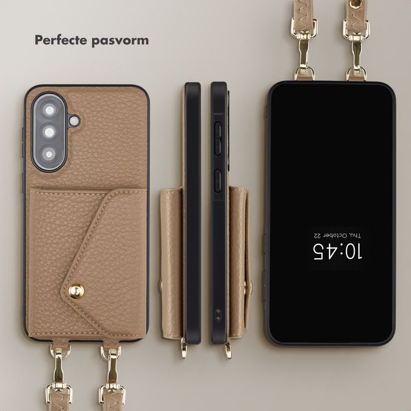 Selencia Sera Telefoonhoes met Koord en Envelop Pashouder Samsung Galaxy A37 (5G) - Taupe