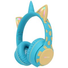 imoshion Draadloze Kinderkoptelefoon Unicorn LED Light - Decibelbegrenzer - Met AUX kabel - Soft Blue / Yellow