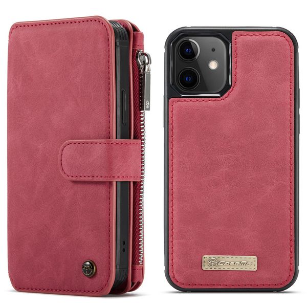 CaseMe Luxe 2 in 1 Portemonnee Bookcase iPhone 12 Mini - Rood