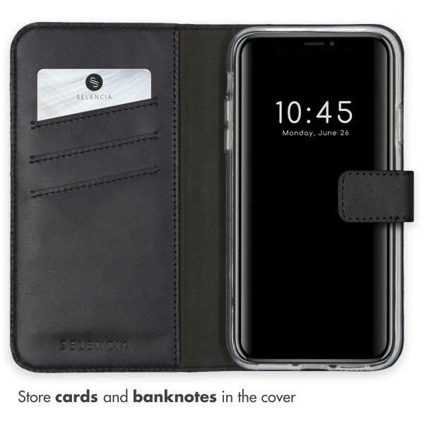 Selencia Echt Leren Bookcase Apple iPhone X / Xs - Zwart