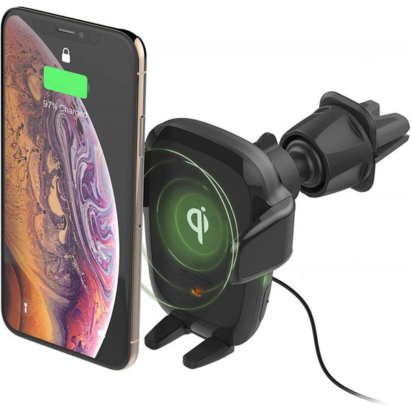 iOttie AutoSense Wireless Fast Charging Mount - Telefoonhouder auto - Ventilatierooster en CD speler - Zwart