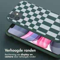 Selencia Siliconen design hoesje met afneembaar koord Apple iPhone 11 - Irregular Check Green