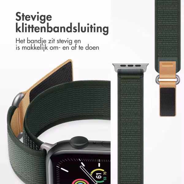 imoshion Nylon Trail bandje Apple Watch Series 1 t/m 11 / SE / Ultra (44/45/46/49 mm) - Legergroen