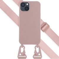 Selencia Siliconen hoesje met afneembaar koord Apple iPhone 13 - Sand Pink