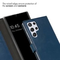Selencia Echt Leren Bookcase Samsung Galaxy S22 Ultra - Blauw