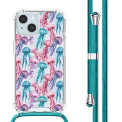 imoshion Design hoesje met koord Apple iPhone 15 - Jellyfish Watercolor