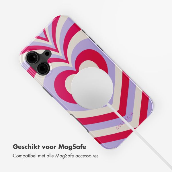 Selencia Vivid Backcover met MagSafe Apple iPhone 16 - Double Hearts Rubine Red Lilac