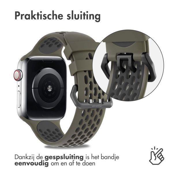 imoshion Siliconen sport bandje gesp Apple Watch Series 1 t/m 9 / SE (38/40/41 mm) | Series 10 / 11 (42 mm) - Groen / Zwart