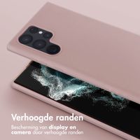 Selencia Siliconen hoesje met afneembaar koord Samsung Galaxy S22 Ultra - Sand Pink