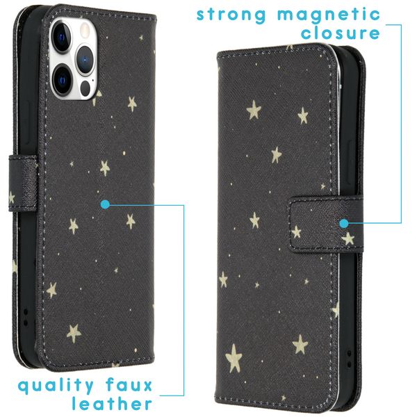 imoshion Design Softcase Bookcase iPhone 12 (Pro) - Stars Gold