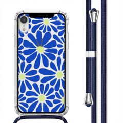 imoshion Design hoesje met koord Apple iPhone Xr - Cobalt Blue Flowers Connect