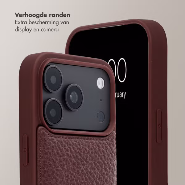 Selencia Nova Telefoonhoes met Koord en Pashouder Apple iPhone 18 Pro / 17 Pro - Bold Burgundy