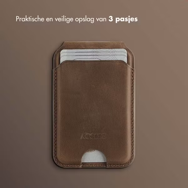 Accezz Vintage Leather MagSafe Kaarthouder met Standaard - Rustic Brown