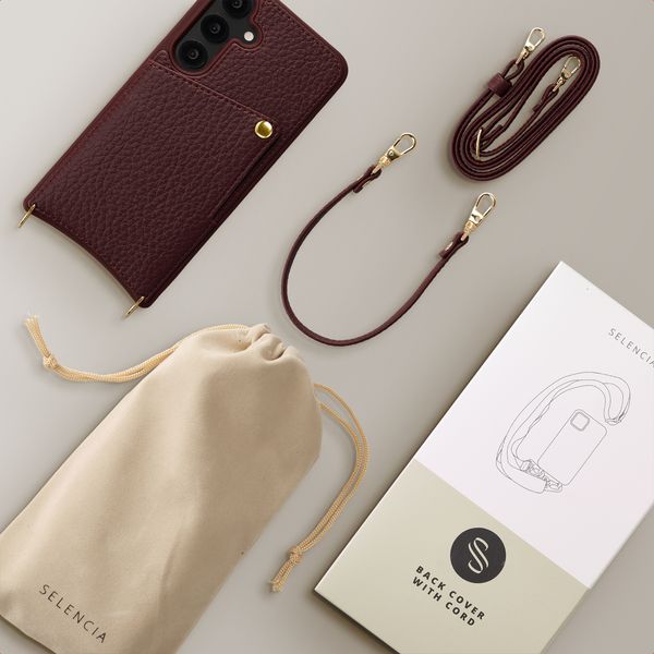 Selencia Nova Telefoonhoes met Koord en Pashouder Samsung Galaxy S25 / S24 - Bold Burgundy