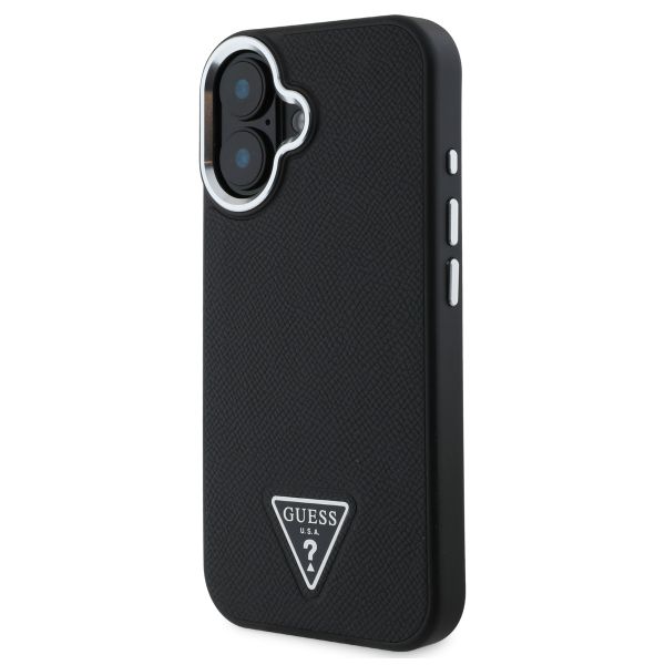 Guess Grained Triangle Case MagSafe Apple iPhone 16 - Zwart