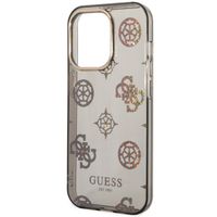 Guess Peony Glitter Backcover iPhone 14 Pro - Zwart