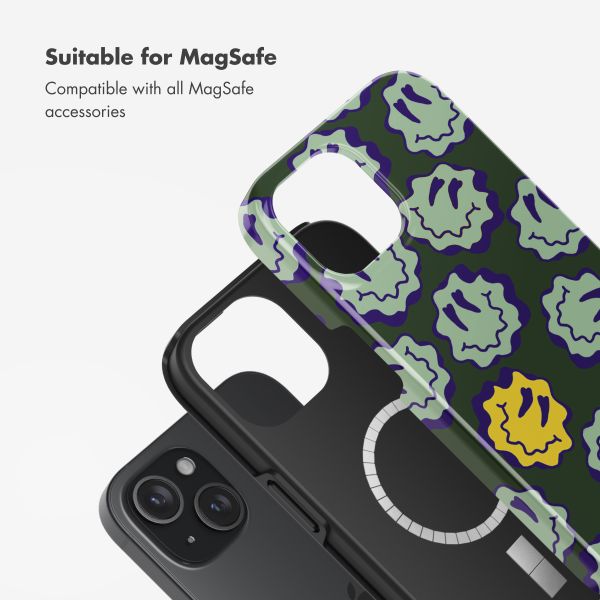 Selencia Vivid Back Cover with MagSafe Apple iPhone 15 - Wavy Smiley Green