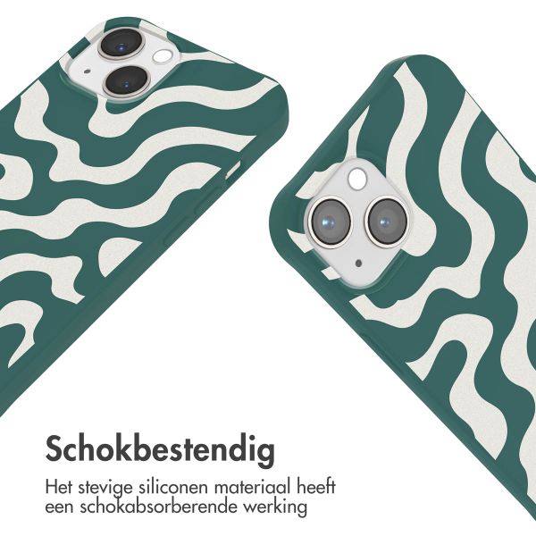 imoshion Siliconen design hoesje met koord Apple iPhone 13 - Petrol Green Groovy