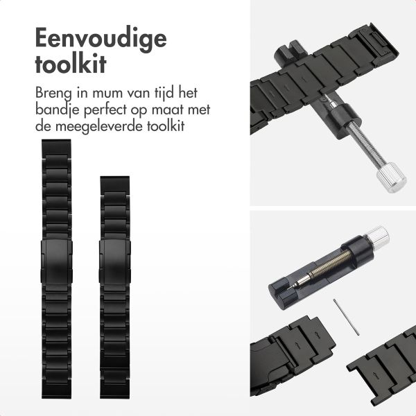 Accezz Mat Titanium bandje  - Garmin 22 mm aansluiting - Zwart