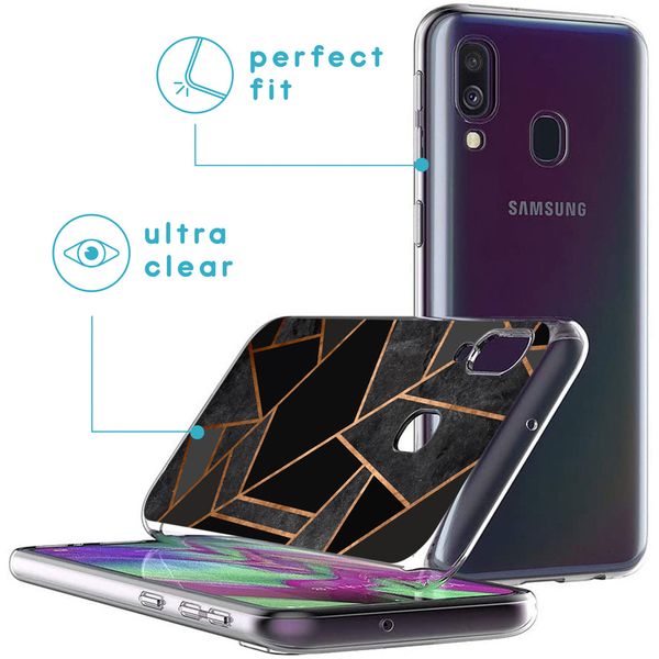 imoshion Design hoesje Samsung Galaxy A40 - Grafisch Koper / Zwart